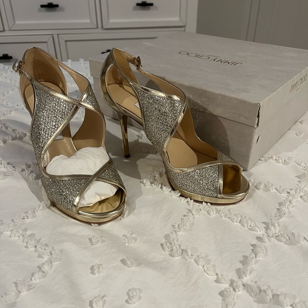 Jimmy Choo Silver Strappy Heels
